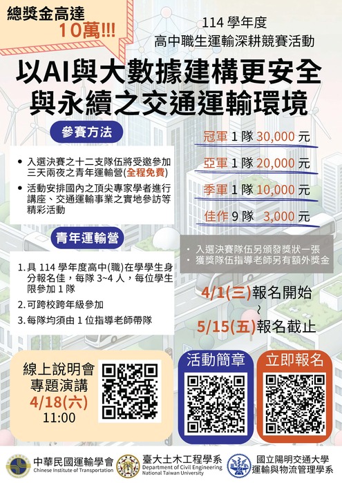 以AI與大數據建構更安全與永續之交通運輸環境創意規劃競賽