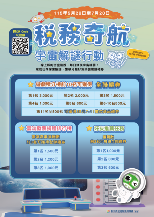 「稅務奇航：宇宙解謎行動」網頁互動遊戲活動DM